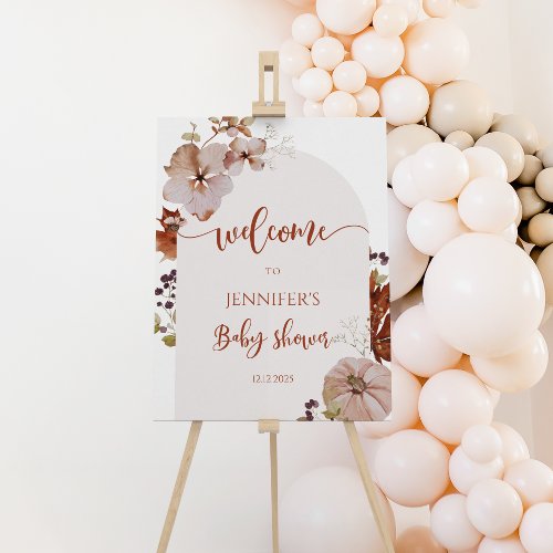 Boho arch pumpkin baby shower welcome foam board