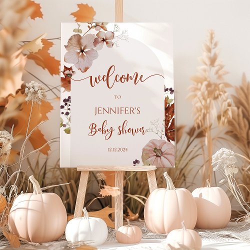 Boho arch pumpkin baby shower welcome foam board