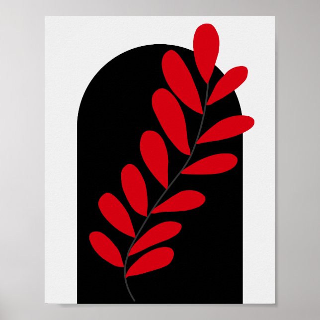 Boho Arch Red And Black Leaves Poster (Front)