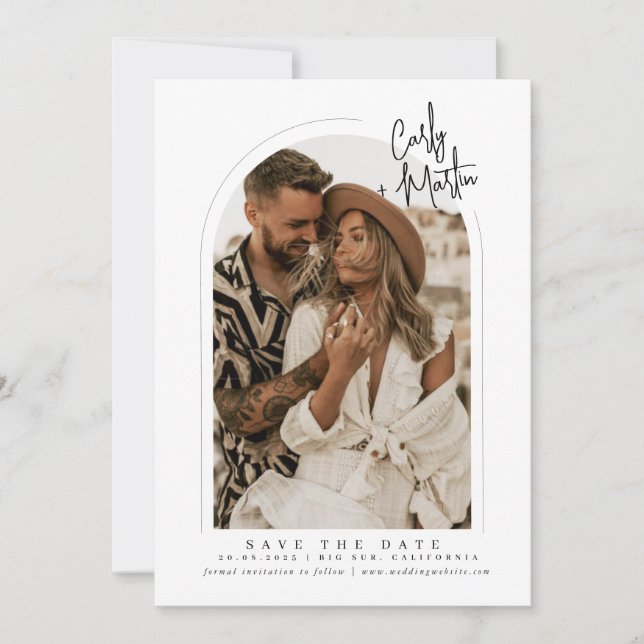 Boho Arch Save the Date Card (Front)