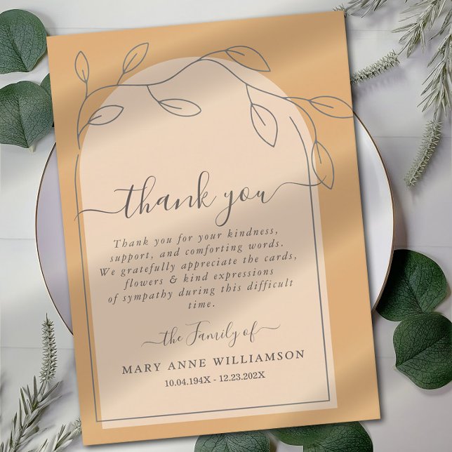 Boho Arch Script Funeral Thank You Card (Creator Uploaded)