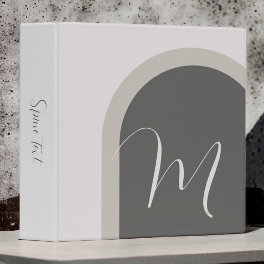 Boho Arch Stylish Script Monogram 3 Ring Binder