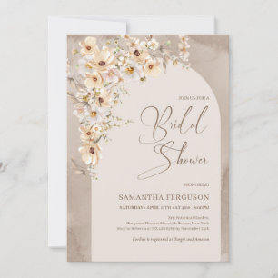 Boho Arch Summer Neutral Wildflower Rustic Invitation