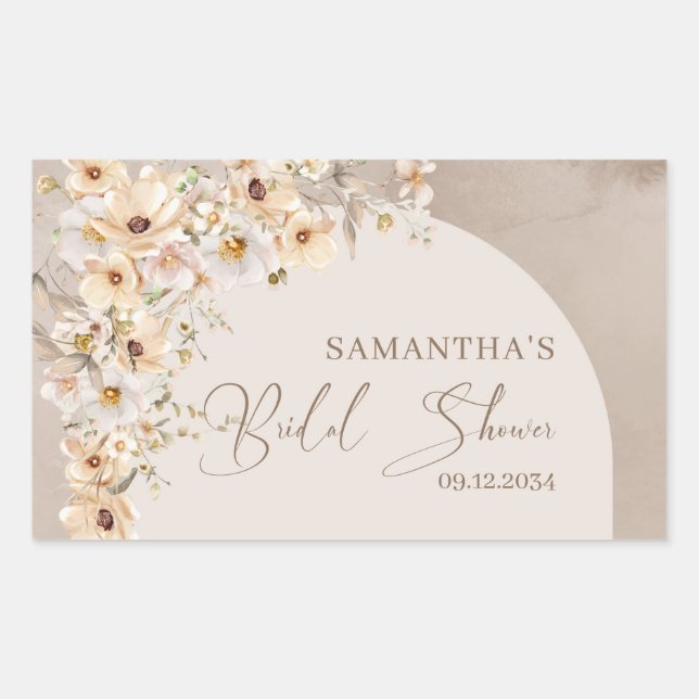 Boho arch summer Wildflower Rustic Bridal Shower Rectangular Sticker (Front)