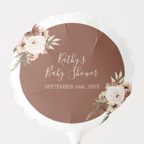 Boho Arch Terracota Floral Baby and Bridal Shower Balloon