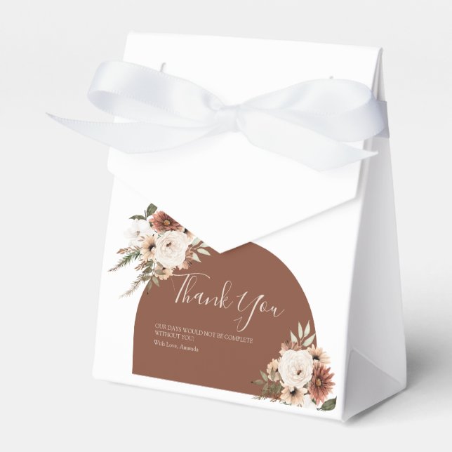 Boho Arch Terracota Floral Fall in love Favor Box (Front Side)