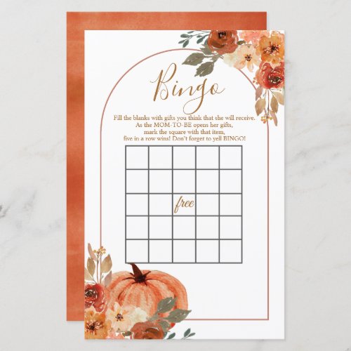 Boho arch Terracota Pumpkin Floral Bingo Games