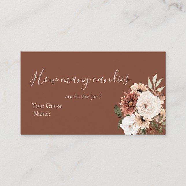 Boho Arch Terracota White Floral How Many Candies Enclosure Card (Front)