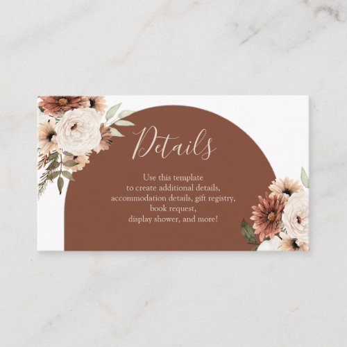 Boho Arch Terracotta Baby Shower Details Card