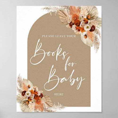 Boho arch Terracotta pampas grass Books for baby Poster