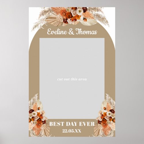 Boho arch terracotta pampas wedding photo prop  poster