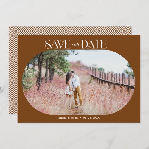 Boho Arch terracotta Save the Date Holiday Card