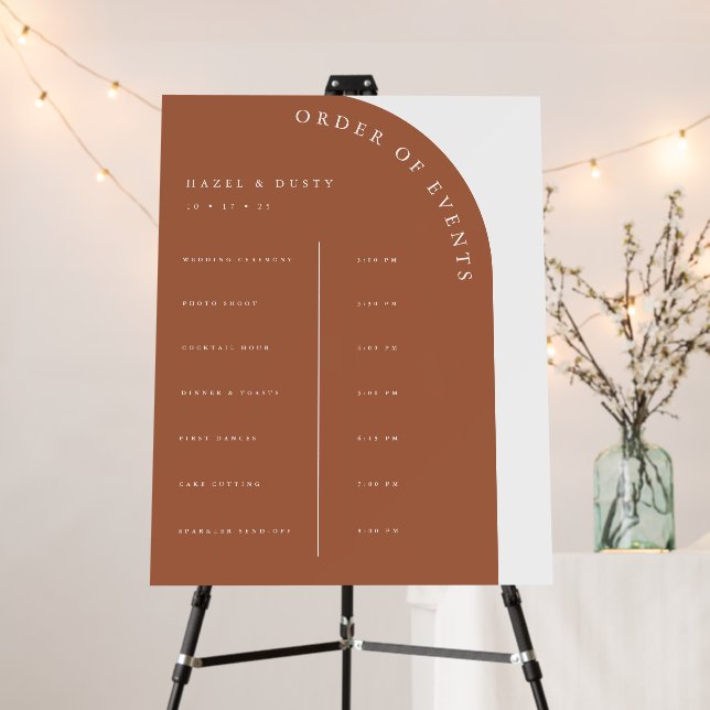 Boho Arch Timeline Wedding Event Day Order Sign (In Situ (Stand))