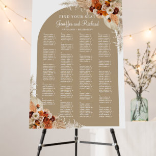 Boho arch tropical floral terracotta seating chart foam board