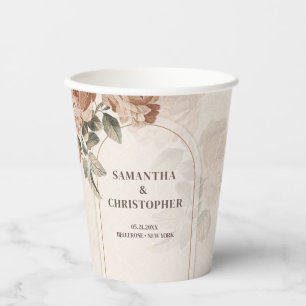 Boho arch vintage terracotta rose sage wedding paper cups