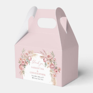 Boho arch Watercolor blush pink flowers pampas Favor Boxes