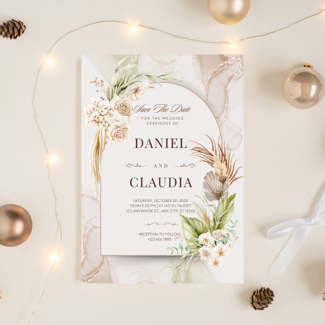 Boho Arch Wedding Invitation Set | Editable Minima (Editable boho wedding Template Digital Download available)