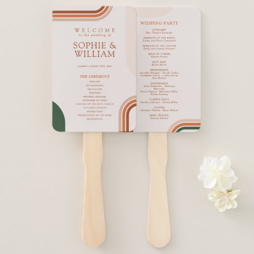 Boho Arch Wedding Program fan ceremony program Hand Fan