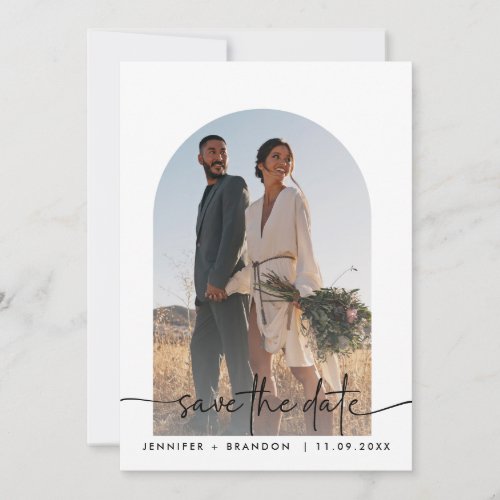 Boho arch wedding Save the Date Photo Invitation