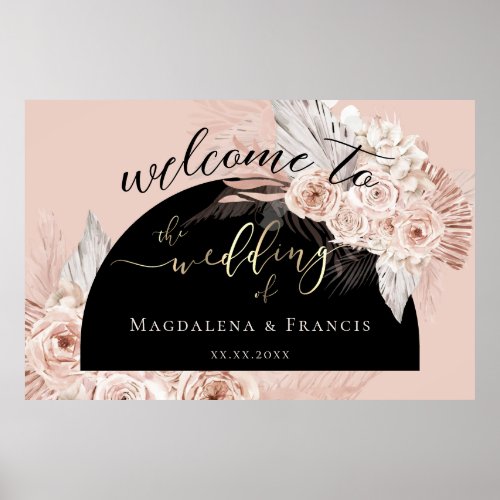 boho arch wedding welcome sign