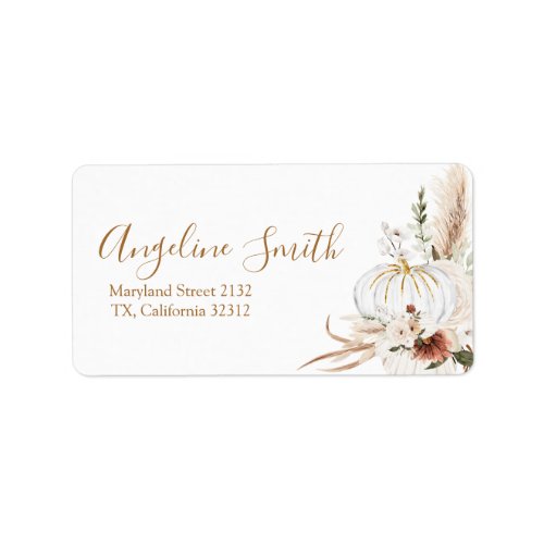 Boho Arch White Pumpkin Baby Shower Address Label