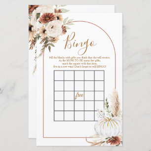 Boho Arch White Pumpkin Floral Bingo Games