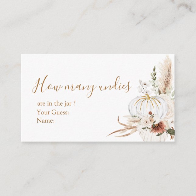 Boho Arch White Pumpkin How Many Undies Enclosure Card (Front)