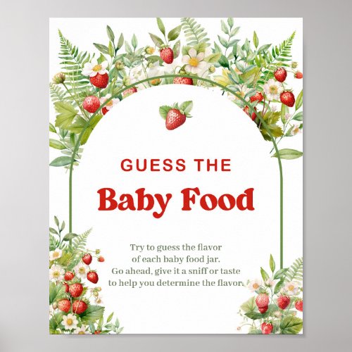 Boho Arch Wild Strawberry Guess The Baby Food game Poster