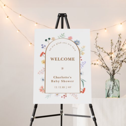 Boho Arch Wildflower Baby Shower Welcome Sign 