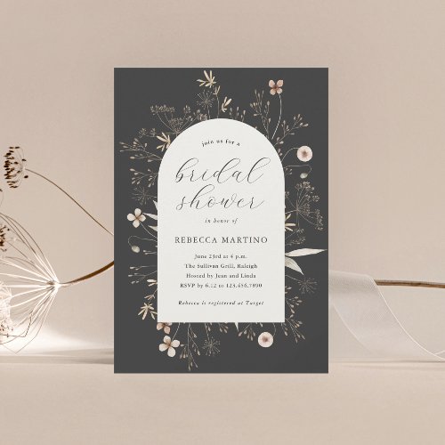 Boho Arch Wildflower Bridal Shower Invitation