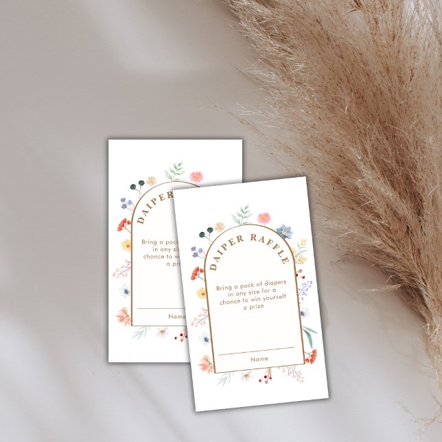 Boho Arch Wildflower Diaper Raffle Baby Shower  Enclosure Card (Boho Arch Wildflower Diaper Raffle Baby Shower Enclosure Card)