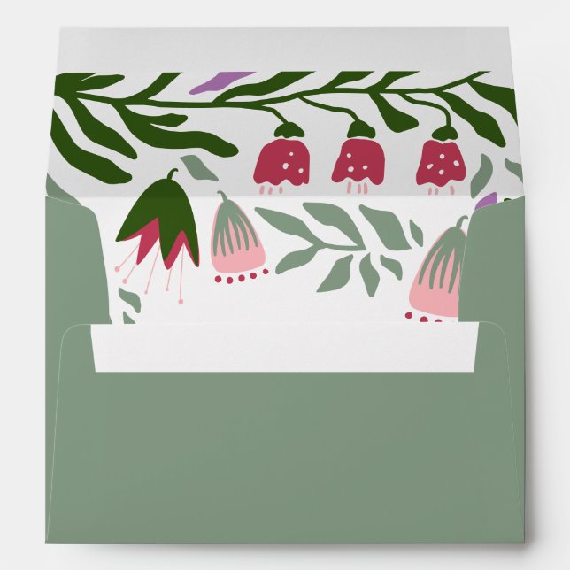 Boho arch with retro folklore flowers wedding envelope (Back (Bottom))