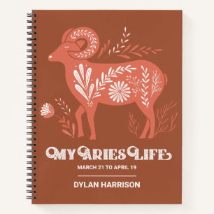 Boho Aries Zodiac Sign Personalized Journal