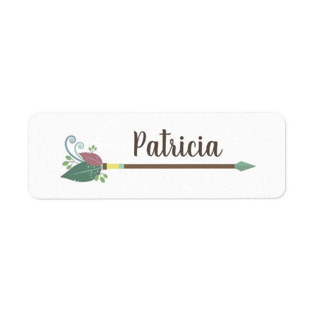 Boho arrow design, custom name label (Front)