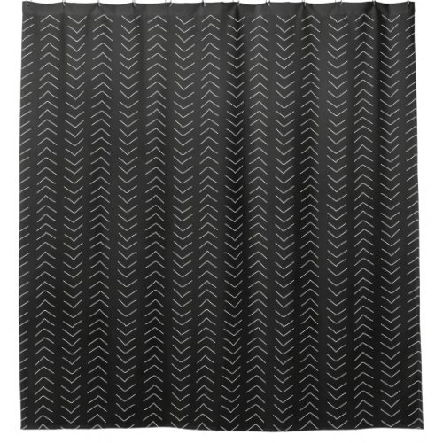 Boho Arrow Geometric Black  White Shower Curtain
