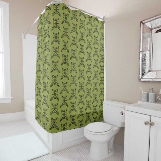 Boho Arrow Squares Shower Curtain (In Situ)