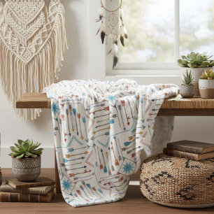 Boho Arrows and Sun V11 ID748 Fleece Blanket