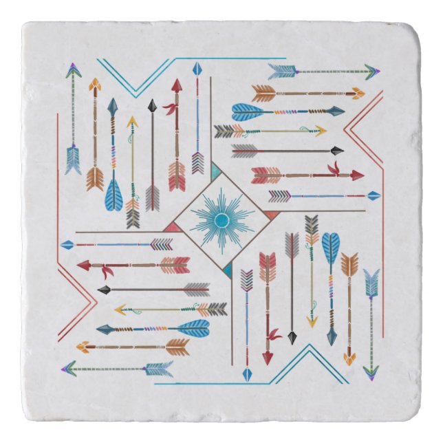 Boho Arrows and Sun V11 Sq ID748 Trivet (Front)