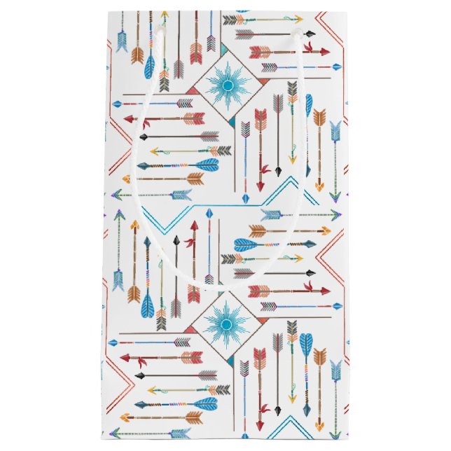 Boho Arrows and Sun V11 White ID748 Small Gift Bag (Front)
