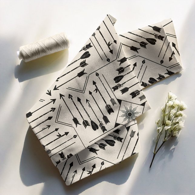 Boho Arrows and Sun V12 Black ID748 Fabric (Creator Uploaded)