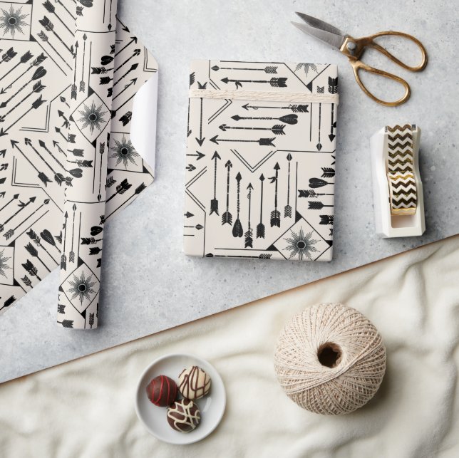 Boho Arrows and Sun V12 ID748 Wrapping Paper (Crafts)