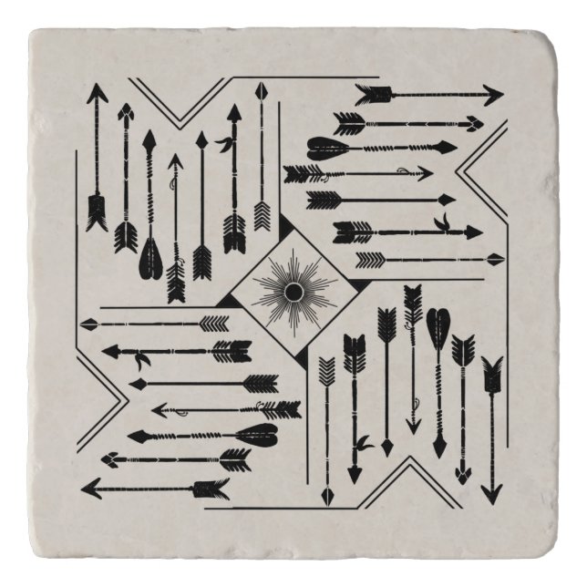 Boho Arrows and Sun V12 Sq ID748 Trivet (Front)