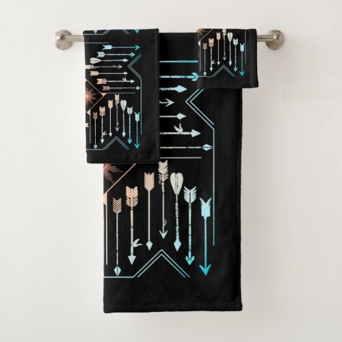 Boho Arrows and Sun V1 ID748 Bath Towel Set