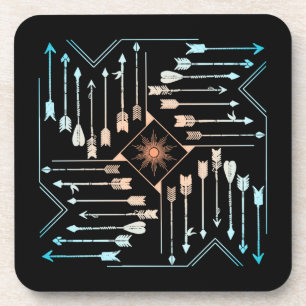 Boho Arrows and Sun V1 ID748 Beverage Coaster