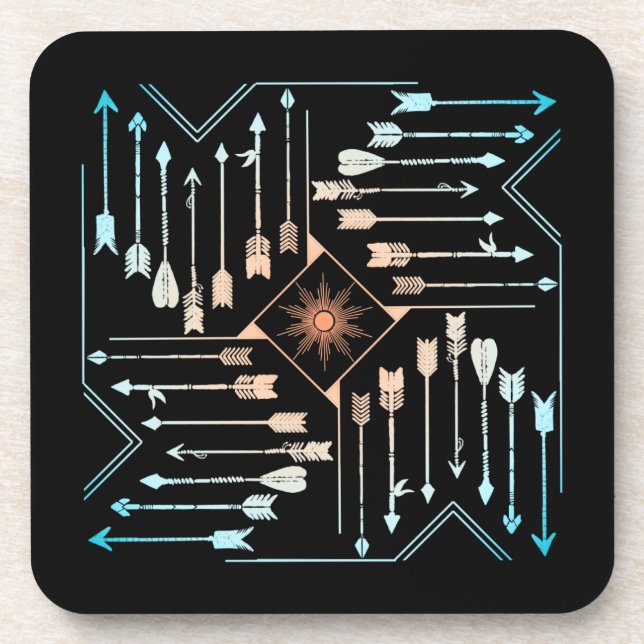 Boho Arrows and Sun V1 ID748 Beverage Coaster (Front)