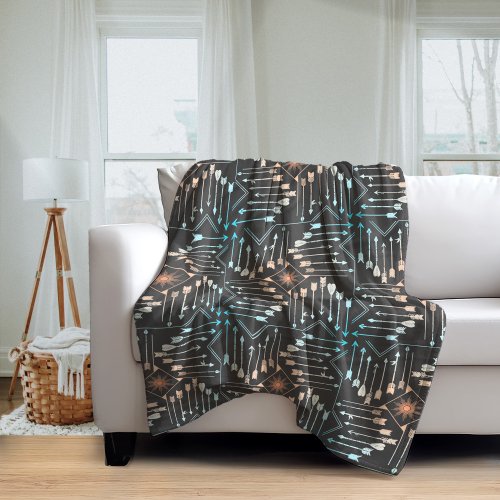 Boho Arrows and Sun V1 ID748 Fleece Blanket