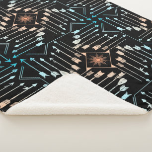 Boho Arrows and Sun V1 ID748 Sherpa Blanket