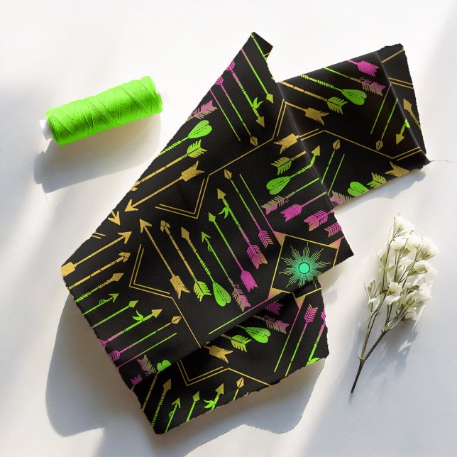 Boho Arrows and Sun V3 Neon Black ID748 Fabric (Creator Uploaded)