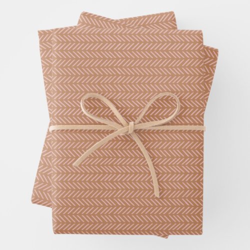 Boho Arrows Clay Brown and Pink Wrapping Paper 