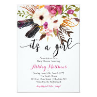 Boho arrows feathers Floral Baby Shower Invitation